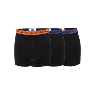 Beverly Hills Polo Club Black pack of three button fly boxer briefs